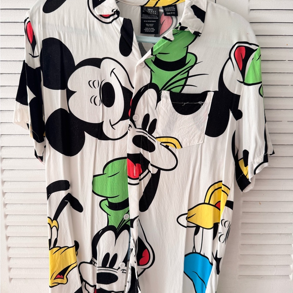 Disney Men's White Shirt with Colorful Character Print